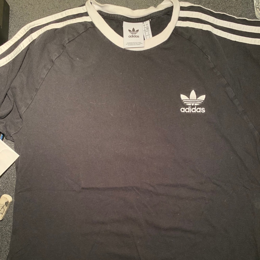 Adidas 3 stripe t shirt